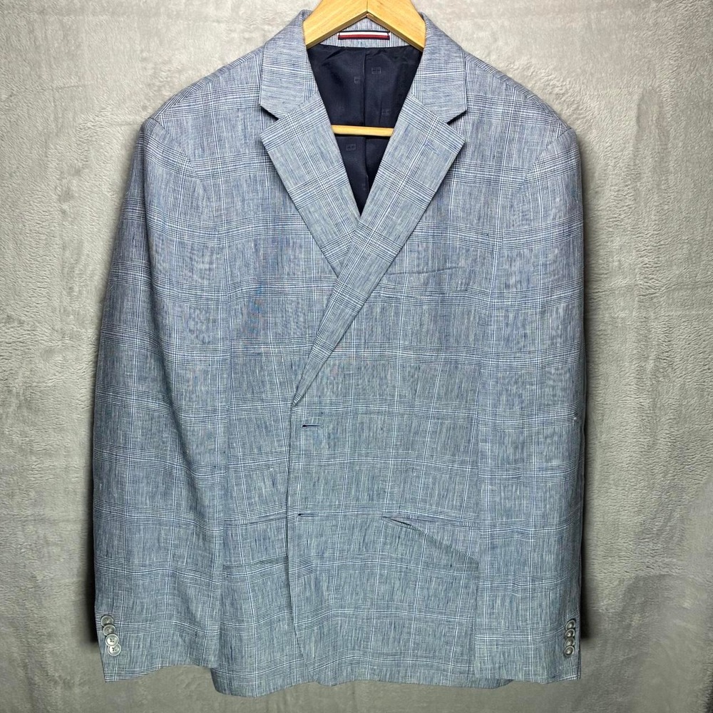Tommy Hilfiger Blue & White Plaid Blazer